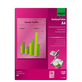 Laserdruckfolie Sigel LF620 A4 50 Blatt Transparent