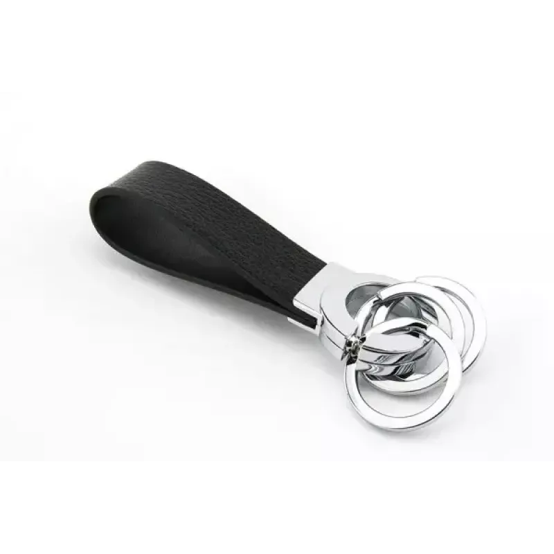 Schlüsselring TROIKA KR8-02/LE Schwarz Silber Leder 31mm