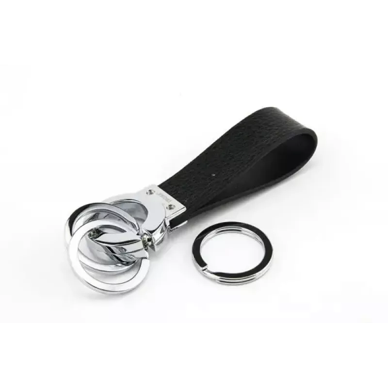 Schlüsselring TROIKA KR8-02/LE Schwarz Silber Leder 31mm