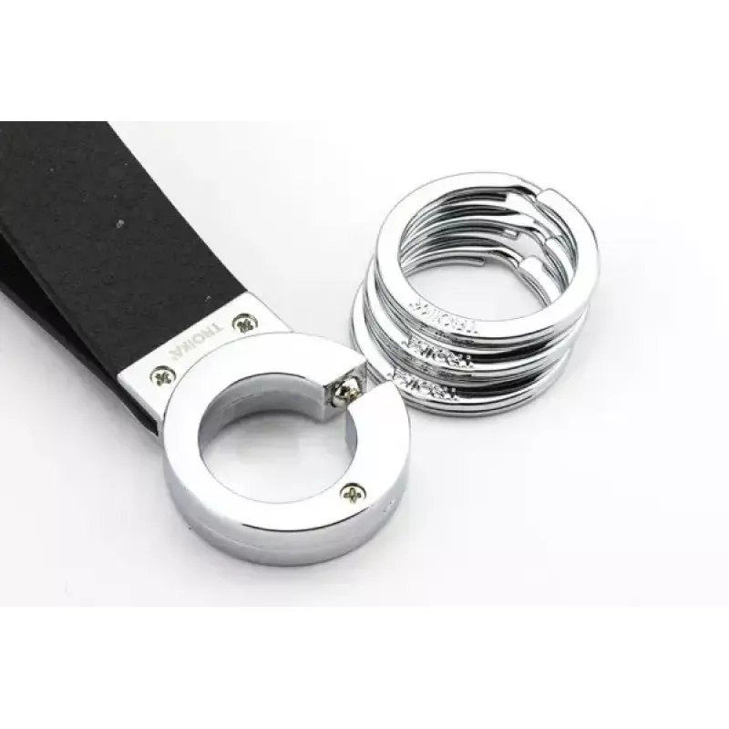 Schlüsselring TROIKA KR8-02/LE Schwarz Silber Leder 31mm