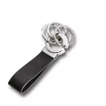 Schlüsselring TROIKA KR8-02/LE Schwarz Silber Leder 31mm