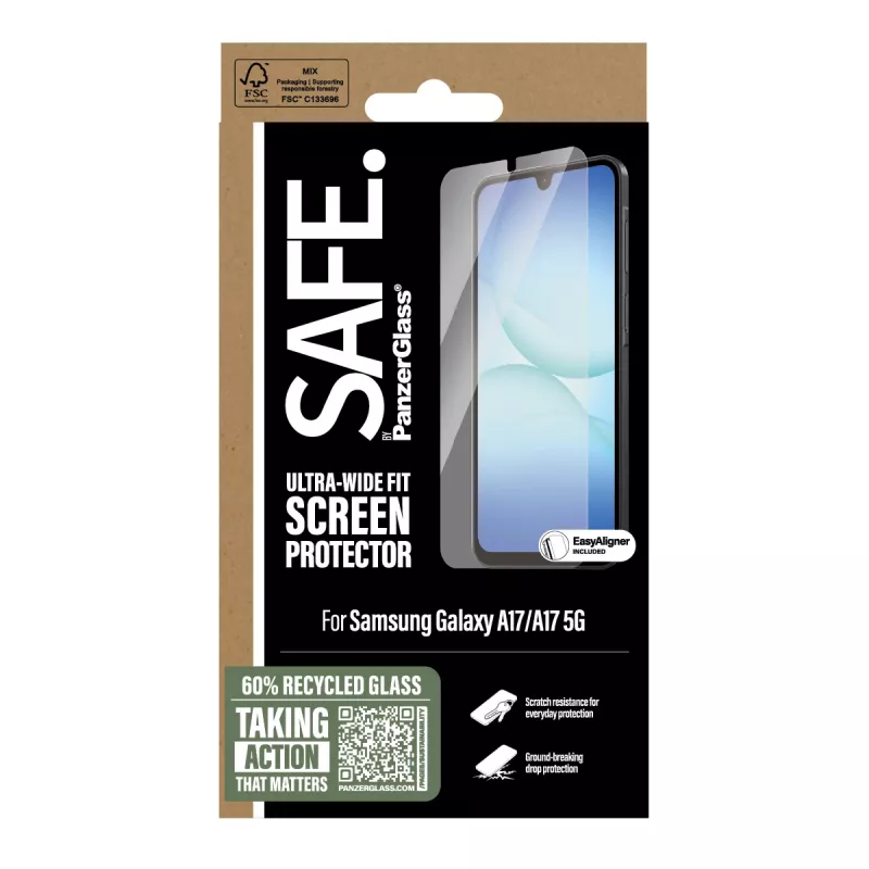 PanzerGlass SAFE. by ® Displayschutz Samsung Galaxy A17 | A17 5G | Ultra-Wide Fit mit EasyAligner