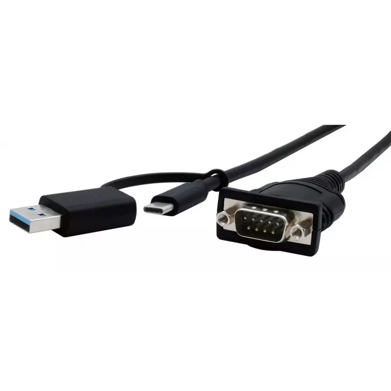EXSYS EX-23001 Serielles Kabel Schwarz 0,5 m USB Typ-A USB Typ-C DB-9