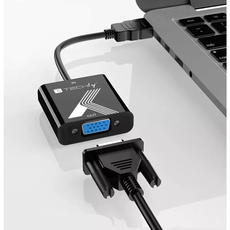 Techly Kabeladapter Konverter HDMI auf VGA mit Audio-Klinkenstecker