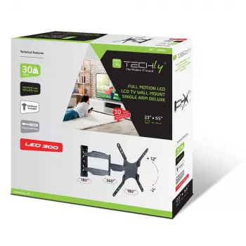 Techly 23-55 Ultra schlank Full Motion LCD-TV-Wandhalterung Schwarz” ICA-PLB 171M