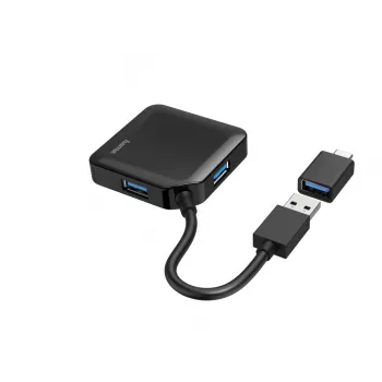 Hama USB Hub, 4 Ports, USB 3.2 Gen 1, 5 Gbit/s, inkl. USB-C Adapter