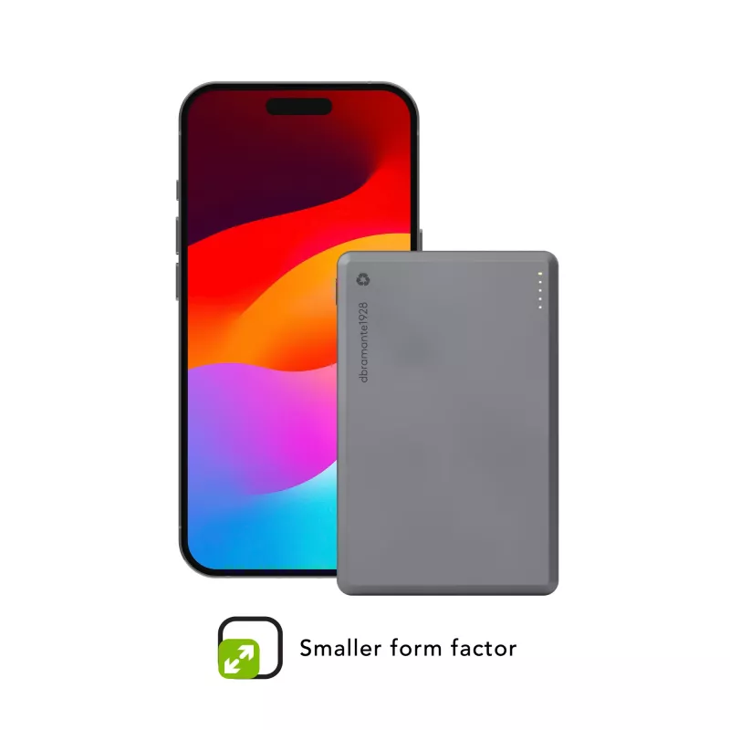 dbramante1928 re-charge - Powerbank 5K Wireless - Grau, 5000 mAh, Kabelloses Laden, 3,87 V, Grau
