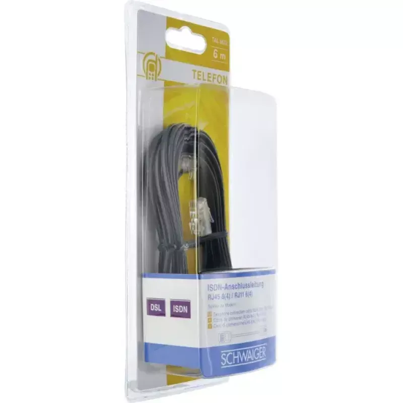 Netzwerkkabel Schwaiger 6,0 m RJ-11 - RJ-45 6 m Schwarz