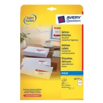 Druckeretikett Avery J8177-25 Weiß