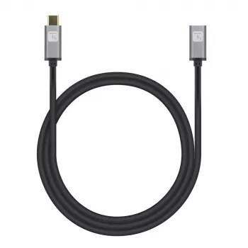 Techly USB 3.2 Gen 2 USB-C M/F Kabel 1m Schwarz, 1 m, USB C, USB C, USB 3.2 Gen 2 (3.1 Gen 2), 10 Gbit/s, Schwarz, Grau