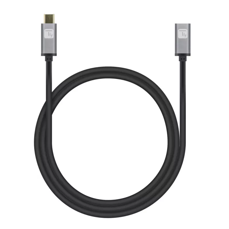 Techly USB 3.2 Gen 2 USB-C M/F Kabel 1m Schwarz, 1 m, USB C, USB C, USB 3.2 Gen 2 (3.1 Gen 2), 10 Gbit/s, Schwarz, Grau