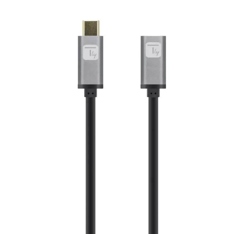 Techly USB 3.2 Gen 2 USB-C M/F Kabel 1m Schwarz, 1 m, USB C, USB C, USB 3.2 Gen 2 (3.1 Gen 2), 10 Gbit/s, Schwarz, Grau