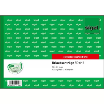 Geschäftsformular Sigel SD045 Grün A5 q 80 Blatt