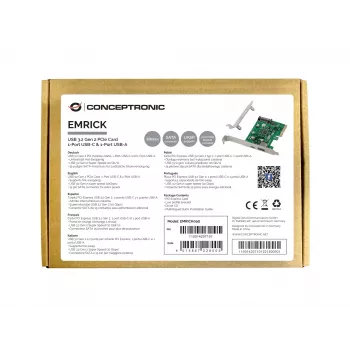 Conceptronic EMRICK USB 3.2 Gen 2 PCIe-Karte, 1-Port USB-C & 1-Port USB-A