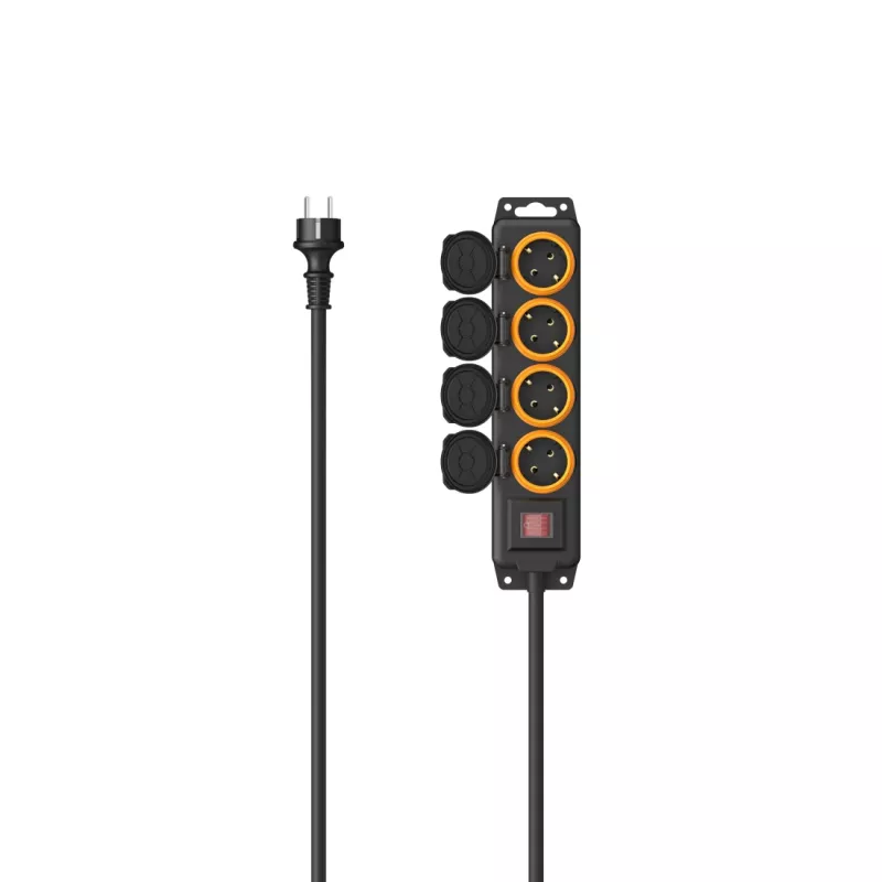 Hama 00223063 Stromverlängerung 2 m 4 AC-Steckdosen Outdoor Schwarz