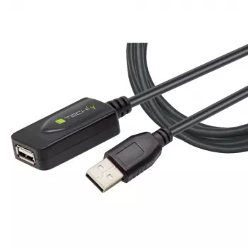 Techly IUSB-REP20TY USB-Kabel USB 2.0 5 m USB A Schwarz