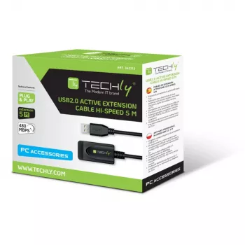 Techly IUSB-REP20TY USB-Kabel USB 2.0 5 m USB A Schwarz