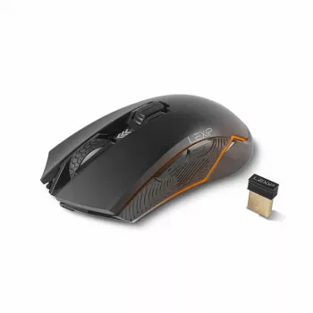 Lexip Ar18 – Kabellose Gaming-Maus mit Keramikgleitpads, Rechtshänderausführung, Optisch, RF Wireless + USB Typ-A, 4800 DPI, Schwarz