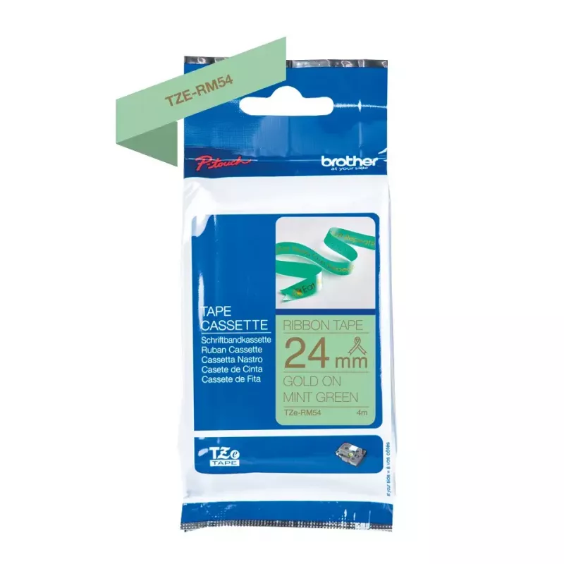 Brother TZE-RM54 Beschriftungsband Gold auf Mintfarbe