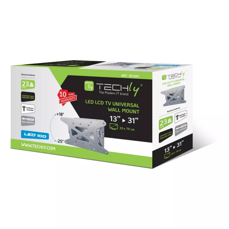 Techly 13-31 Zoll Wandhalterung für LED LCD TV neigbar ICA-LCD 109