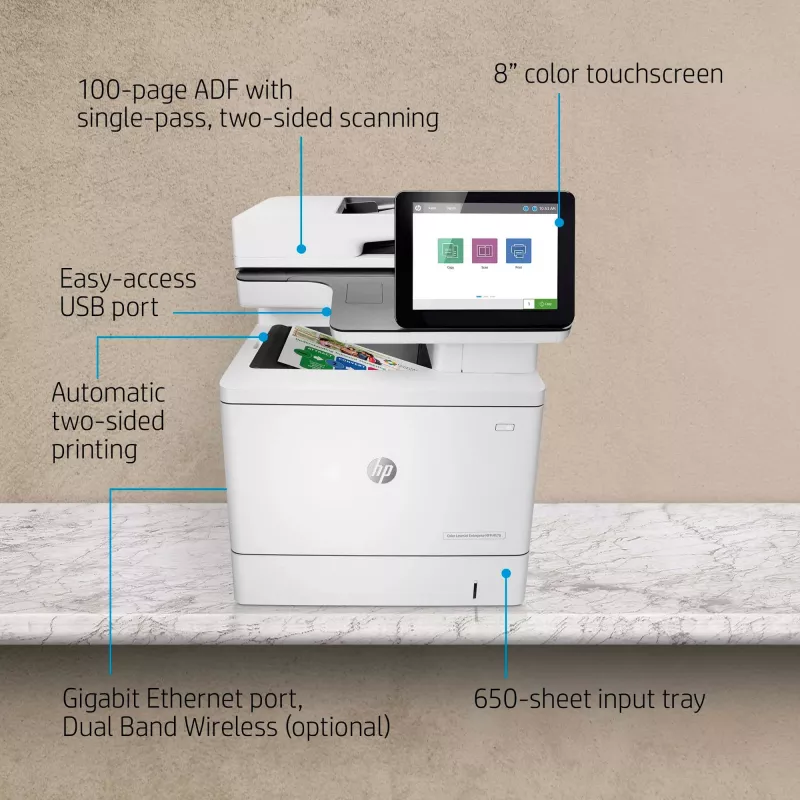 HP Color LaserJet Enterprise MFP M578dn, Laser, Farbdruck, 1200 x 1200 DPI, A4, Direktdruck, Weiß