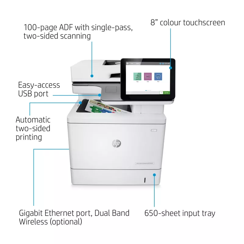 HP Color LaserJet Enterprise MFP M578dn, Laser, Farbdruck, 1200 x 1200 DPI, A4, Direktdruck, Weiß