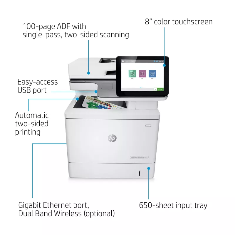 HP Color LaserJet Enterprise MFP M578dn, Laser, Farbdruck, 1200 x 1200 DPI, A4, Direktdruck, Weiß
