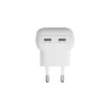 EU Flachwandladegerät d bramante re-charge Pro — 2× USB-C 25W, Indoor, Weiß