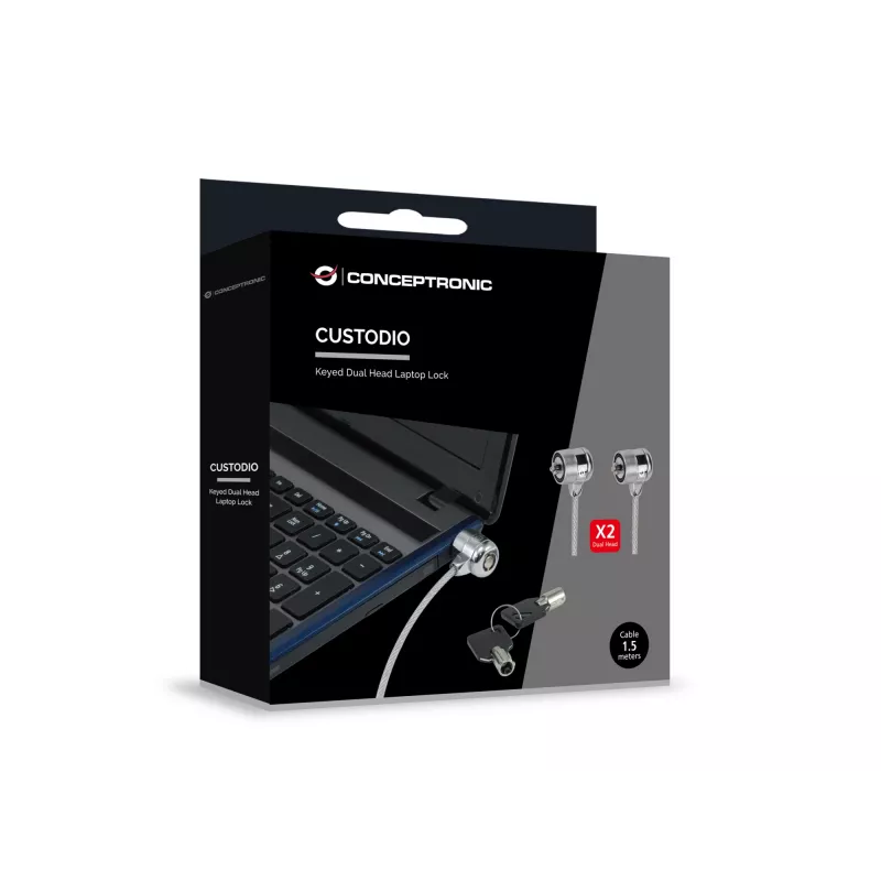 Laptop-Schloss Conceptronic CNBSLOCK15T 1,5 m Silber 2 Schlüssel