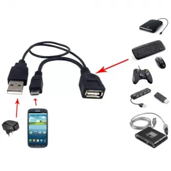 Techly USB 2.0 Kabel OTG A F Micro USB M mit USB 30cm Schwarz ICOC MUSB-MC2