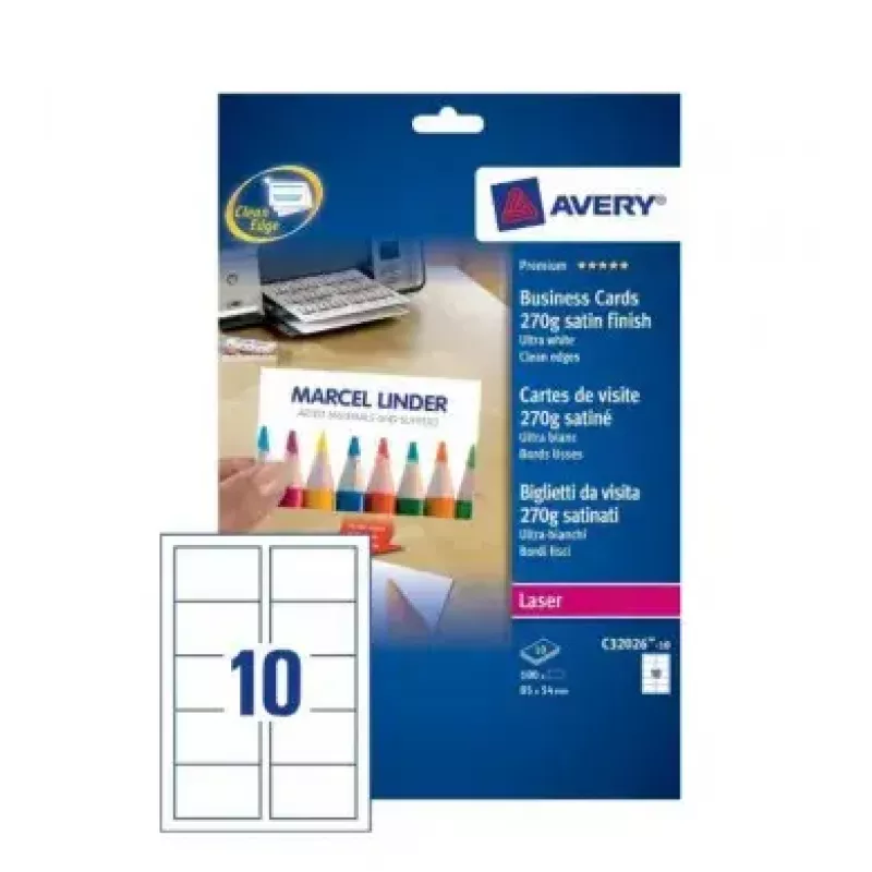 Visitenkarten-Laserpapier Avery C32026-10
