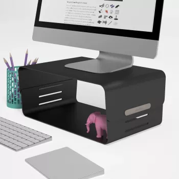 Dataflex Addit Bento® Monitorerhöhung - verstellbar 123, freistehend, 20 kg, Höhenverstellung, Schwarz