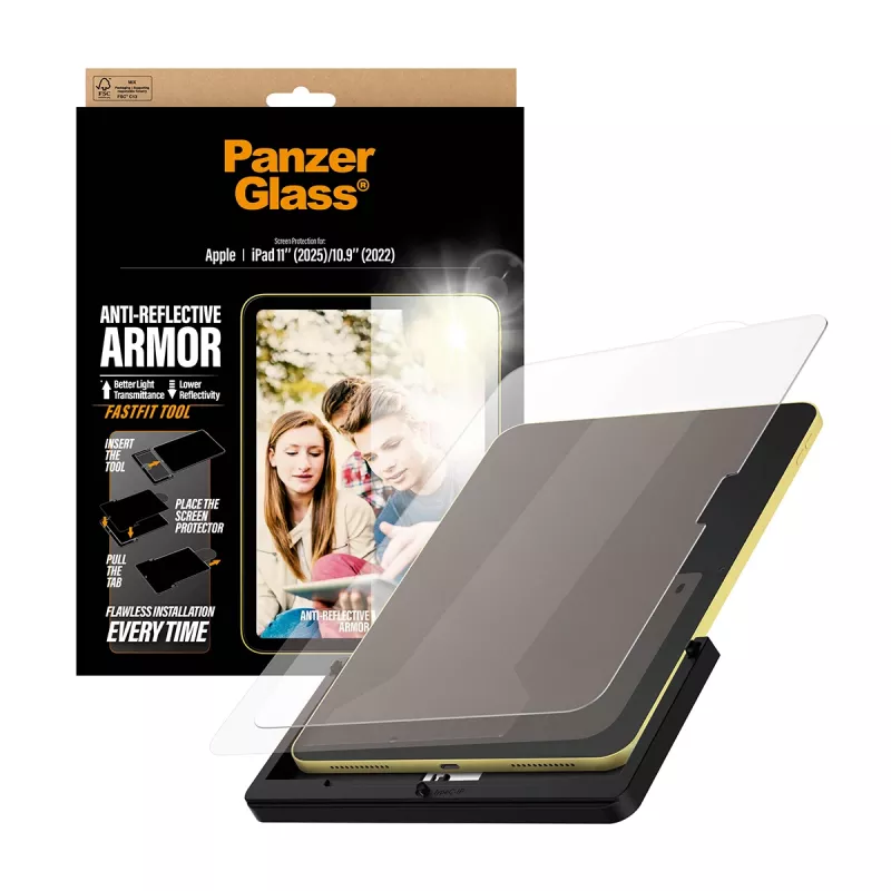 Bildschirmschutz PanzerGlass Anti-Reflective Armor für iPad 11 Zoll (2025-2026) / 10.9 Zoll (2022) Ultra-Wide Fit mit Fastfit-Werkzeug