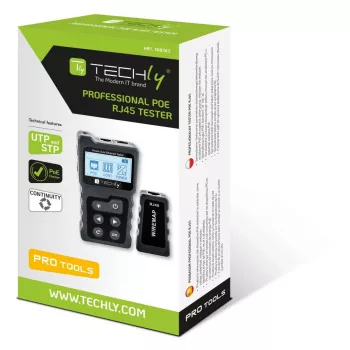 Techly I-CT PRO-POECK Netzwerkkabeltester PoE-Tester Schwarz, Grau