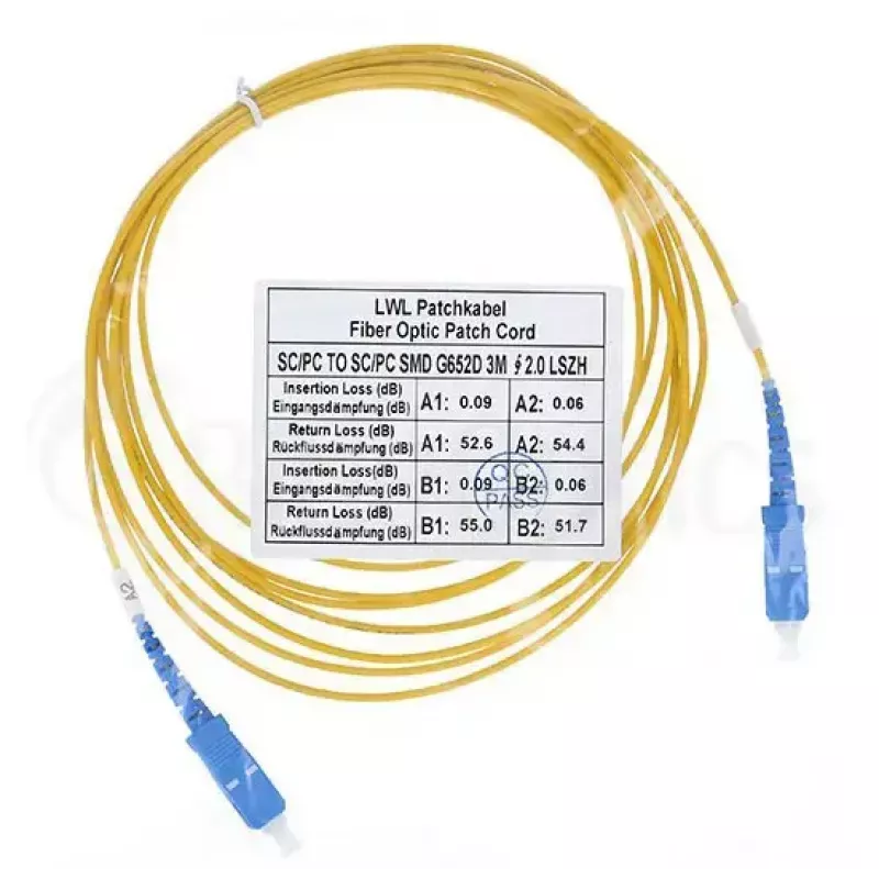 Glasfaserkabel BlueOptics SFP2222BU1MK SC SC OS2 1 m Gelb
