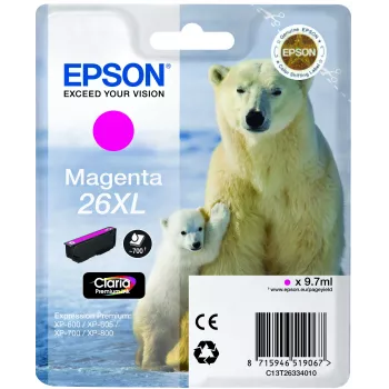Epson Polar bear Einzelpackung Magenta 26XL Claria Premium Ink, Hohe (XL) Reichweite, Magenta, Pigmenttinte, 1 Stück(e)