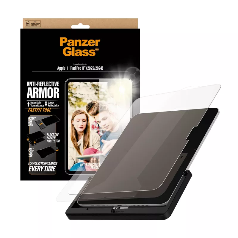 PanzerGlass ® Anti-Reflective Armor Screen Protector iPad Pro 11 Zoll (2024-2025) | Ultra-Wide Fit mit FastFit-Werkzeug