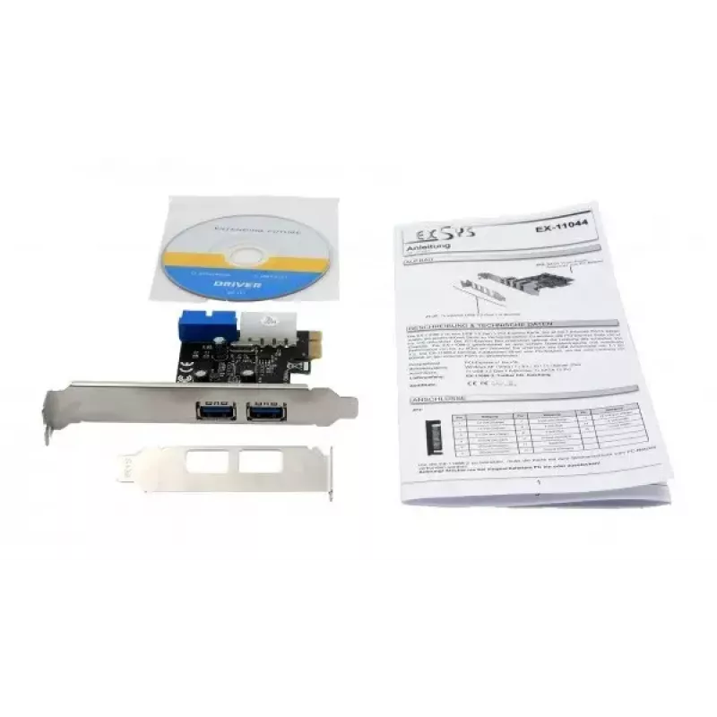 EXSYS EX-11049 Interner USB 3.2 Gen 1 PCIe-Adapter Schwarz Silber