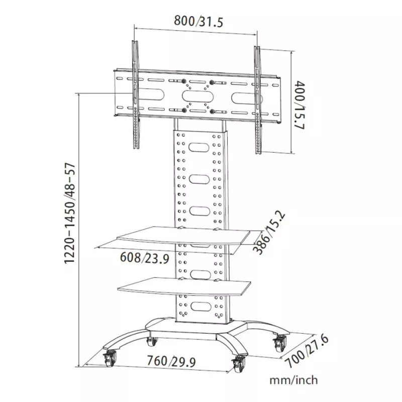 Techly ICA-TR8 Signage-Display-Ständer 177,8 cm (70 Zoll) Schwarz