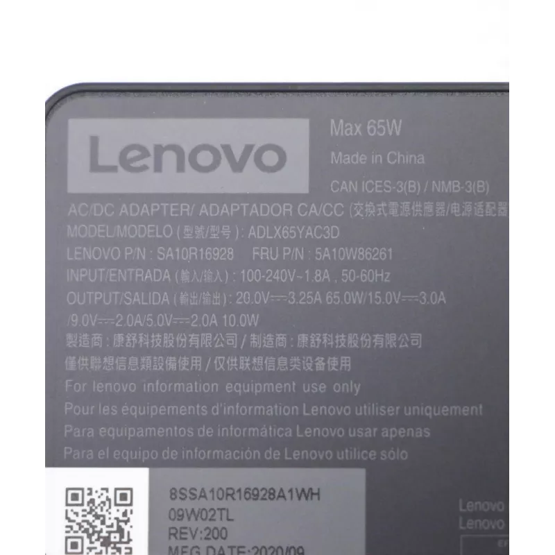 Lenovo 5A10W86261 Netzteil Innenbereich 65 W Schwarz