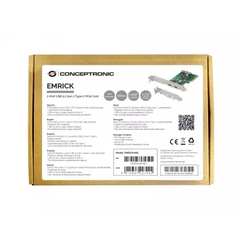 Conceptronic EMRICK 2-Port USB 3.2 Gen 2 Typ-C PCIe-Karte, eigenbetrieben