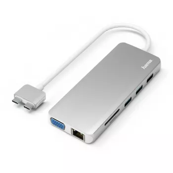 Hama 00200133 Laptop-Dock/Port-Replikator USB 3.2 Gen 1 (3.1 Gen 1) Type-C Silber, Weiß