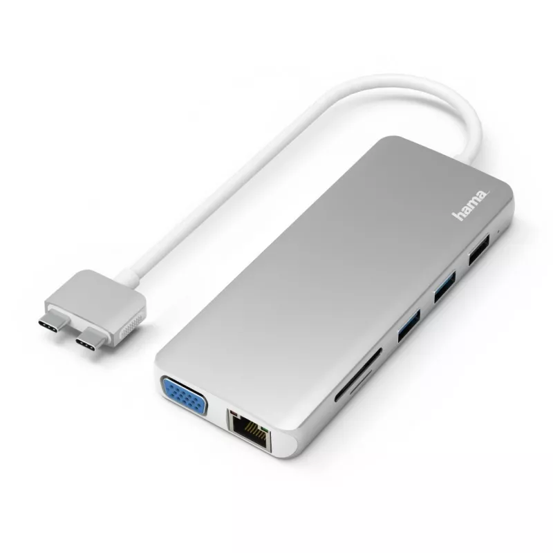 Hama 00200133 Laptop-Dock/Port-Replikator USB 3.2 Gen 1 (3.1 Gen 1) Type-C Silber, Weiß