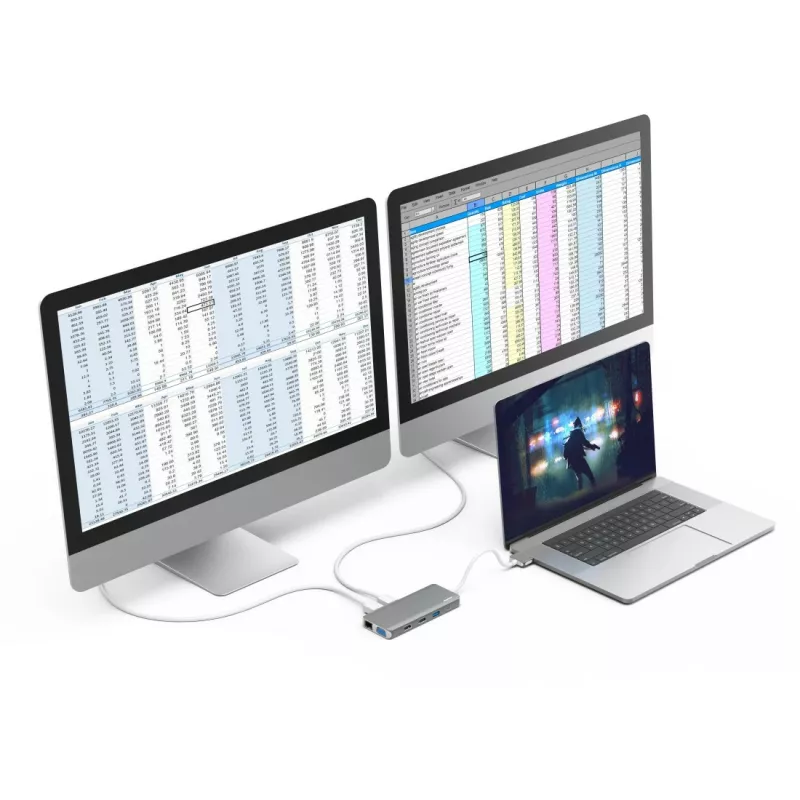 Hama 00200133 Laptop-Dock/Port-Replikator USB 3.2 Gen 1 (3.1 Gen 1) Type-C Silber, Weiß