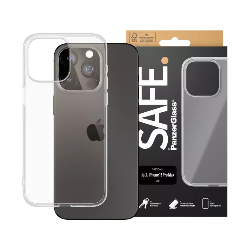 PanzerGlass SAFE. by ® TPU Hülle transparent iPhone 15 Pro Max