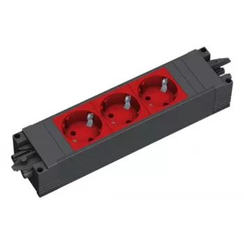Steckdosenleiste Bachmann STEP BASE 3-fach, 250 V 16 A, Kunststoffgehäuse, IP20, rot, 52×230×44 mm