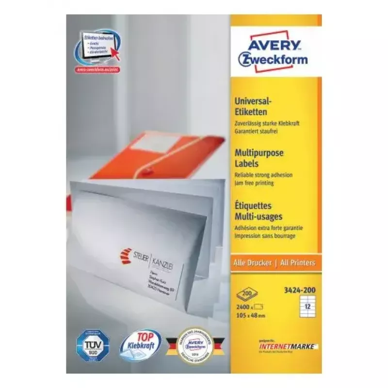 Selbstklebendes Etikett Rechteckig AVERY 3424-200