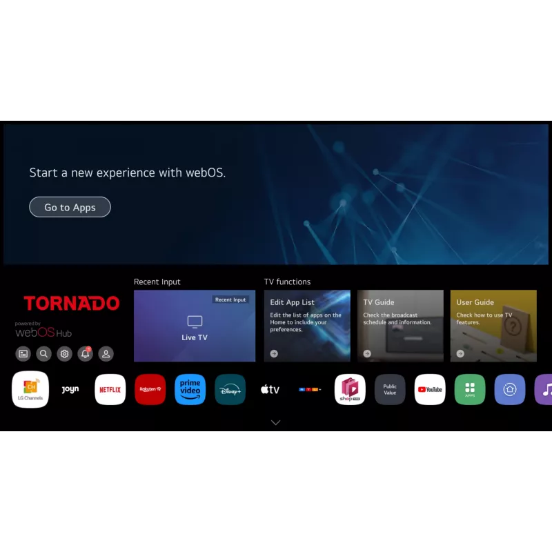 TORNADO 65US4301X | 65” 4K rahmenloser WebOS Smart TV mit Sprachfernbedienung