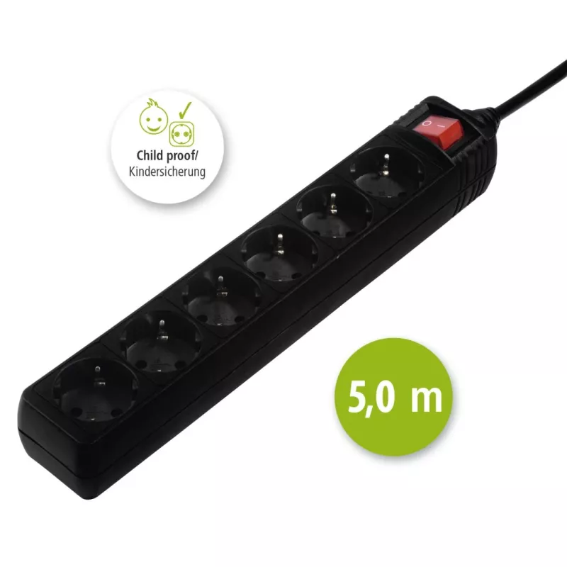 Hama 137266 Steckdosenleiste 6 AC-Ausgänge Indoor Schwarz