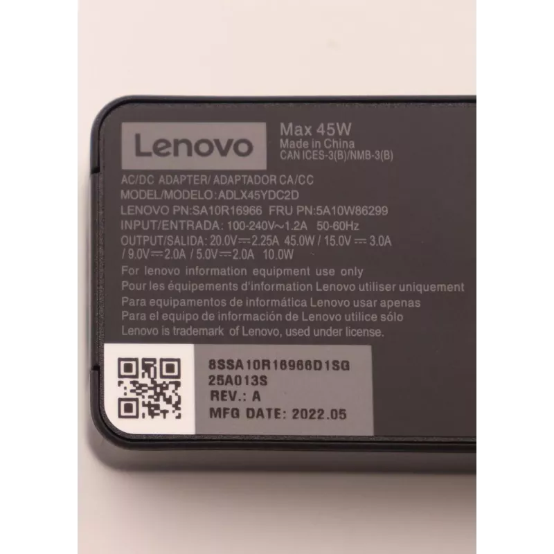 Lenovo 5A10W86299 power adapter/inverter Indoor 45 W Schwarz